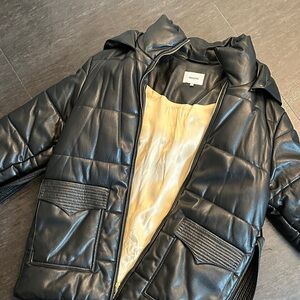 Nanushka Black Quilted Jacket with Cream Lining runs big